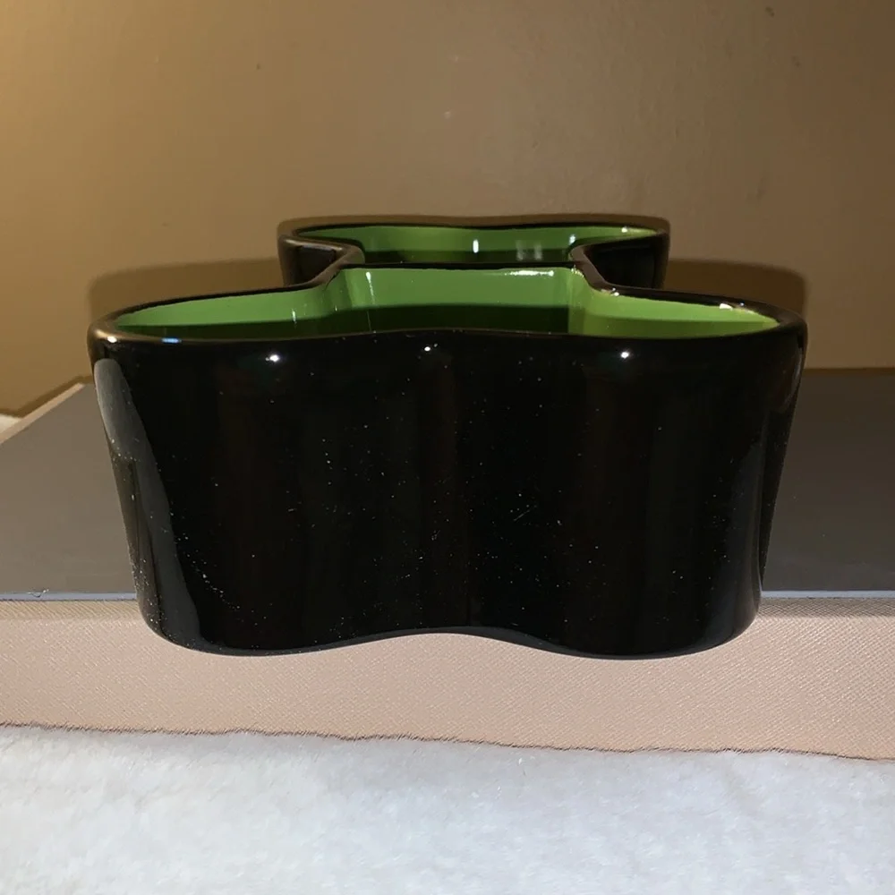 🎃👻 RAE DUNN Black / Green Brew and Gruel Pet Bowl NIB